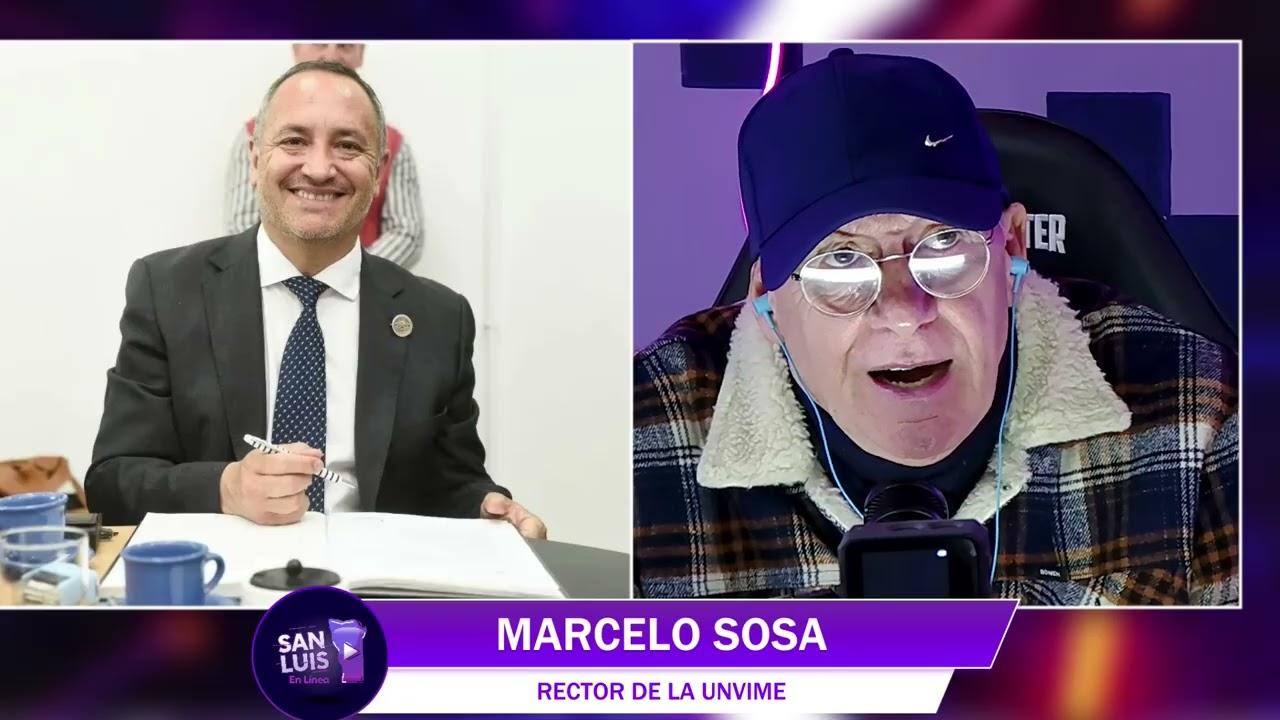 El rector de la UNViMe, Dr. Marcelo Sosa, dialogando con Alberto Trombetta sobre el presupuesto educativo en Hablemos de Política.