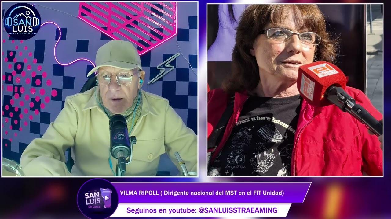 La dirigenta nacional Vilma Ripoll analizando la situación socioeconómica del país junto al periodista Alberto Trombetta.