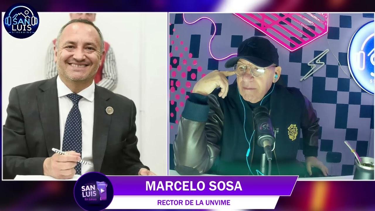 El rector de la UNViMe, Marcelo Sosa, durante una entrevista política.