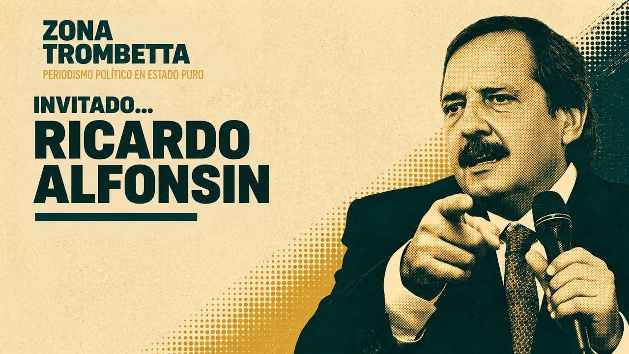 Ricardo Alfonsín brindando una entrevista política por videollamada