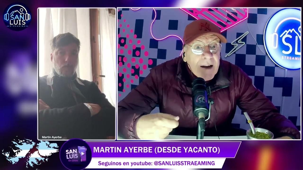 Martín Ayerbe brindando una entrevista por videollamada para San Luis en Línea.