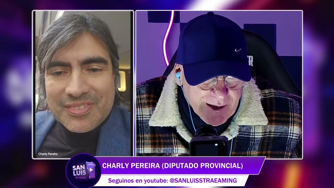 El dirigente Charly Pereira analizando la realidad provincial junto al periodista Alberto Trombetta en los estudios de San Luis Streaming.